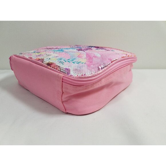Unicorn Mermaid Pink Reversible Sequin Insulated Lunch Bag For Girls - Picture 6 of 9